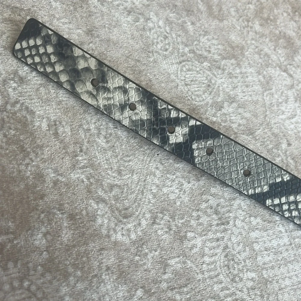 Brand New Michael Kors Genuine Leather Snakeskin Print Belt Sparkly Logo Buckle